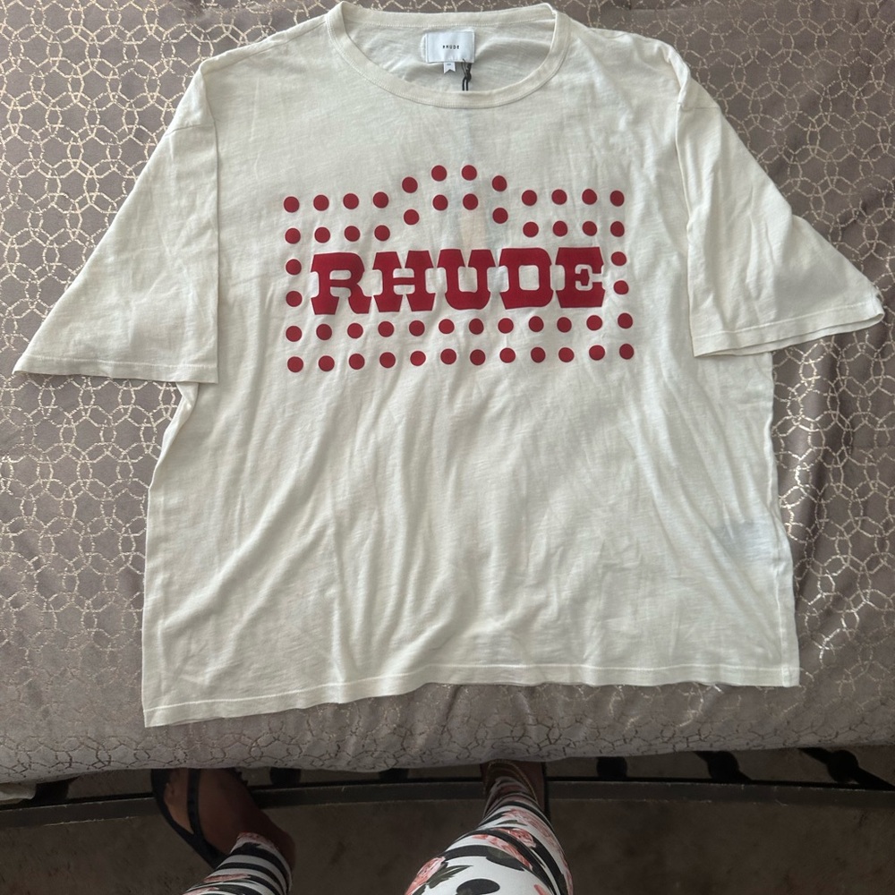 Rhude White T-Shirt with Red Dots